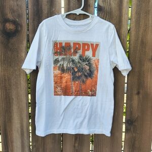 WONDER NATION | Happy Weekend Boys White Palm Tree Graphic Casual T Shirt M8